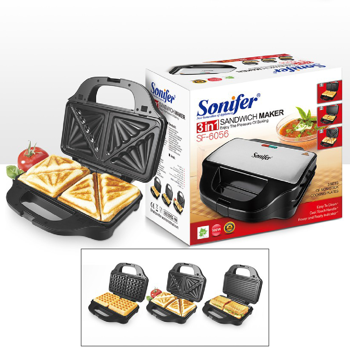 Sonifer Sandwich Maker, SF-6056BLK
